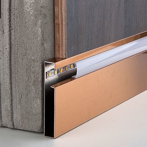 Plinthe lumineuse - 304  - FOSHAN  JECA  LIMITED - cuivrée / en inox / rectangulaire