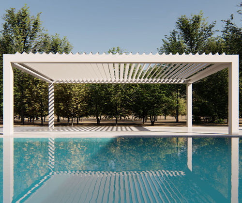 Pergola autoportée - CLIMAX FLOW - RGM srl - en aluminium peint / à lames brise soleil / motorisée