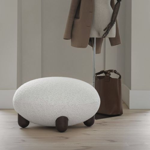 Ottoman contemporain - Flock  - NOOM - en tissu / en bois / rond