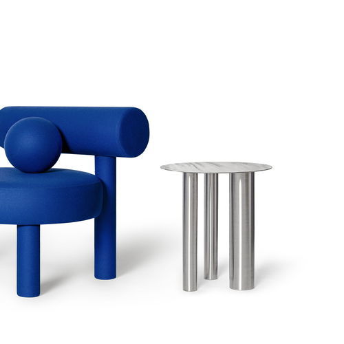 Table d'appoint contemporaine - Brandt CS1 - NOOM - en acier inoxydable / avec piètement en acier inoxydable / ronde