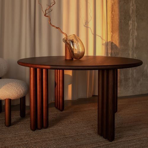 Table à manger contemporaine - Flock - NOOM - en frêne / avec piètement en frêne / ronde