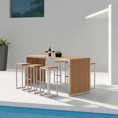 Table mange-debout contemporaine - H-W0039 - Howvin outdoor furtniture - WPC / avec piètement en métal / avec piètement en bois