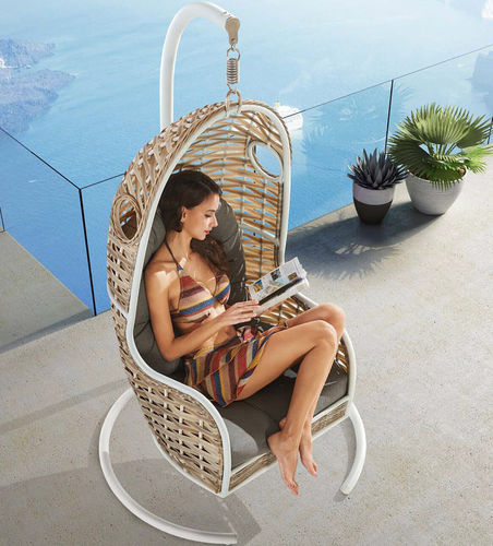 Balancelle de jardin en rotin - HY-20215L - Howvin outdoor furtniture - en métal / autoportante / avec coussin amovible