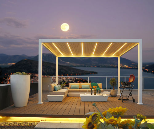 Pergola autoportée - H-748W-A3040 - Howvin outdoor furtniture - en aluminium / à lames brise soleil / sur mesure