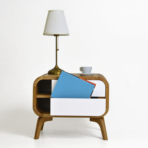 Table de chevet contemporaine - AMBI - MB Oaksas - en chêne / en MDF / avec piètement en chêne