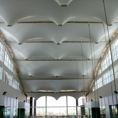Structure tendue câble-membrane - ATRIUMS  - ICON INTERIORS AND EXTERIORS - à arche / pour couverture / translucide