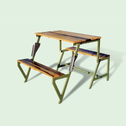 Table de pique-nique contemporaine - MULTIPURPOSE - PROVERA SRL - en bois / avec piètement en acier galvanisé / rectangulaire