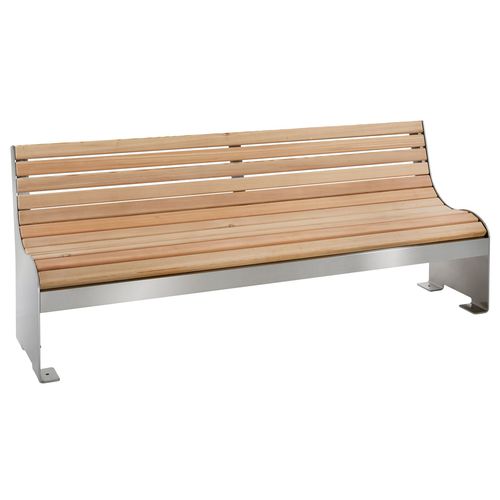 Banc public design - 521-VALAE-200 - Briefkasten Manufaktur Lippe GmbH - en mélèze / en acier inoxydable poli / avec dossier