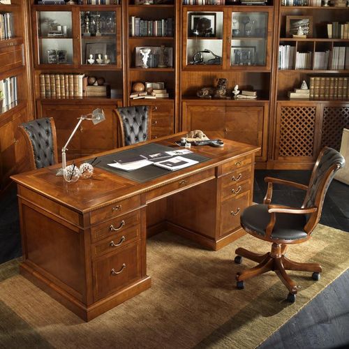 Bureau sur pied - R 401 - MOLETTA MOBILI - classique / en cerisier / droit