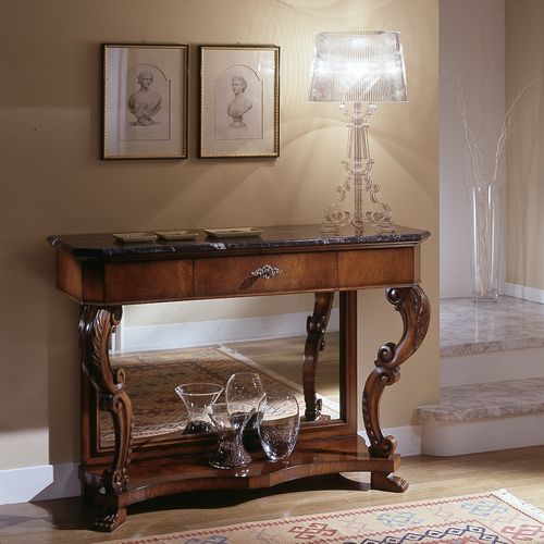 Console de style - M 405 - MOLETTA MOBILI - en marbre / avec piètement en bois / rectangulaire