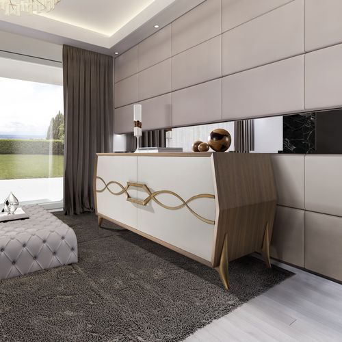 Buffet contemporain - AN 102A - MOLETTA MOBILI - en bois laqué / à portes battantes / 4 pieds