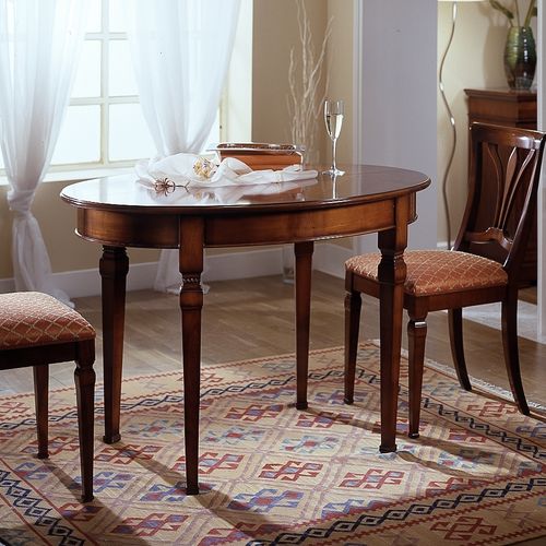 Table à manger classique - D 308 - MOLETTA MOBILI - en cerisier / avec piètement en bois / ovale