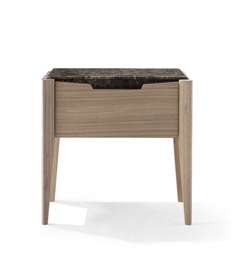 Table de chevet design original - AN 731 - MOLETTA MOBILI - en noyer / avec piètement en bois / rectangulaire