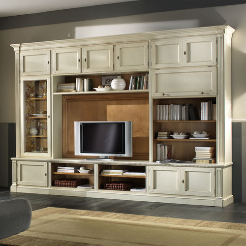 Ensemble TV mural classique - R11 - MOLETTA MOBILI - en bois laqué / modulable / avec éclairage intégré