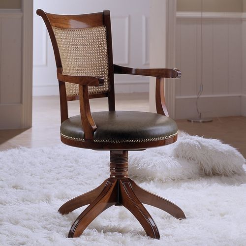 Fauteuil de bureau classique - M616 - MOLETTA MOBILI - en cuir / en cerisier / tapissé