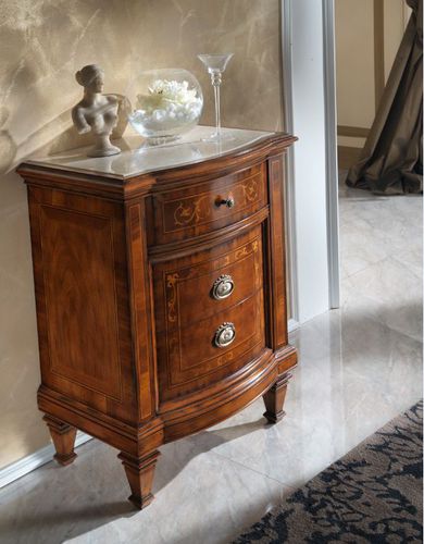 Table de chevet classique - M 711 - MOLETTA MOBILI - en noyer / en marbre / avec piètement en bois