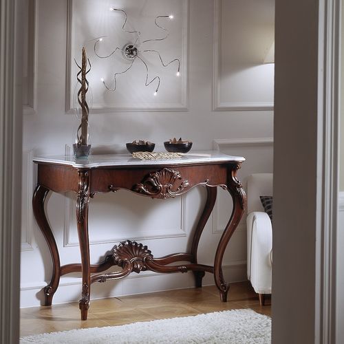Console de style - M 402 - MOLETTA MOBILI - en noyer / en marbre / avec piètement en bois