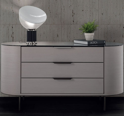 Commode contemporaine - IRON  - Conte - en chêne / en bois massif / en verre