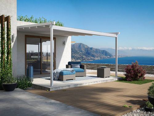 Pergola adossée - DOLÇA EVO - ILISUN - en aluminium / en acier inoxydable / couverture en toile
