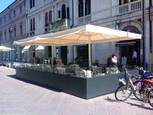 Parasol à mât central - A MEDIDA - ILISUN - en tissu / résistant au vent / professionnel