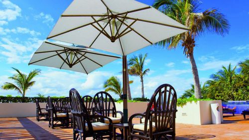 Parasol déporté - TWIN LATERAL - ILISUN - en tissu / résistant au vent