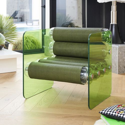 Fauteuil design original - MW01 - MOJOW DESIGN - en polyuréthane / en acier inoxydable / en verre