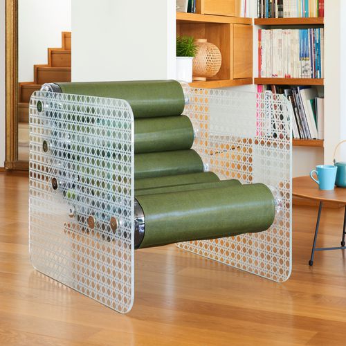 Fauteuil design original - MW02 "CANNAGE" EDITION - MOJOW DESIGN - en tissu / en polyuréthane / en acier inoxydable