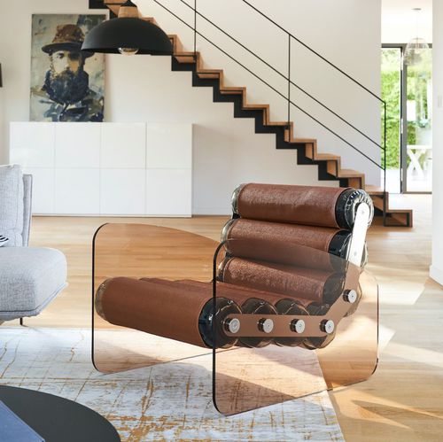 Fauteuil design original - MW03 - MOJOW DESIGN - en simili cuir / en polyuréthane / en acier inoxydable