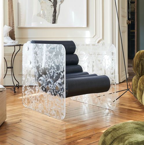 Fauteuil design original - MW02 "FEATHERS" EDITION  - MOJOW DESIGN - en simili cuir / en polyuréthane / en acier inoxydable