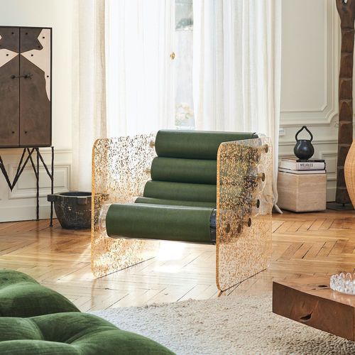 Fauteuil design original - MW02 "GOLD" EDITION - MOJOW DESIGN - en simili cuir / en polyuréthane / en acier inoxydable