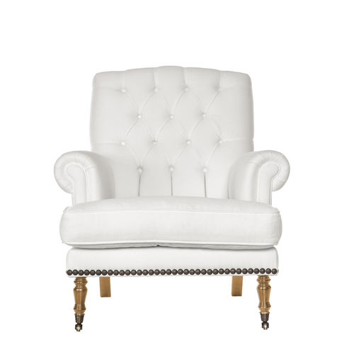 Fauteuil chesterfield - ROCIO - Ormos - en tissu / blanc / à roulettes
