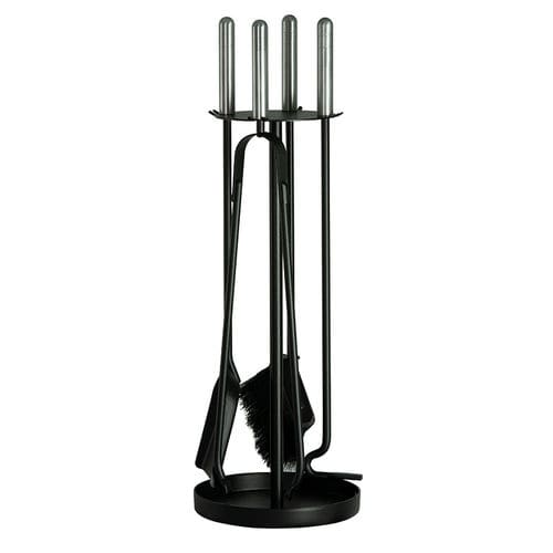 Serviteur de cheminée en cuir - 50.520A - Comex Production S.N.C. - en acier / en verre trempé
