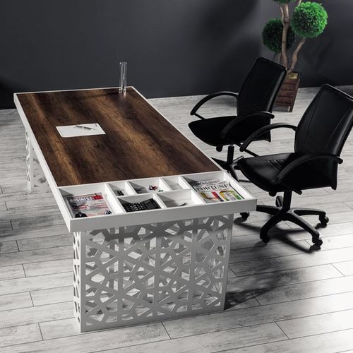 Table de réunion contemporaine - GALA - Flekssit Office Furniture - en MDF laqué / en mélaminé / avec piètement en métal