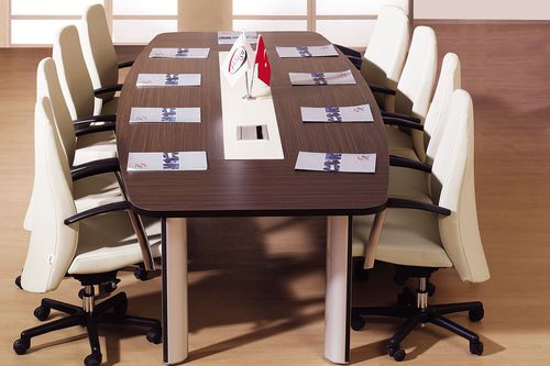 Table de réunion contemporaine - STP - Flekssit Office Furniture - en mélaminé / avec piètement en métal / rectangulaire