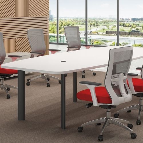 Table de réunion contemporaine - KÜBIK - Flekssit Office Furniture - en bois / avec piètement en métal / rectangulaire