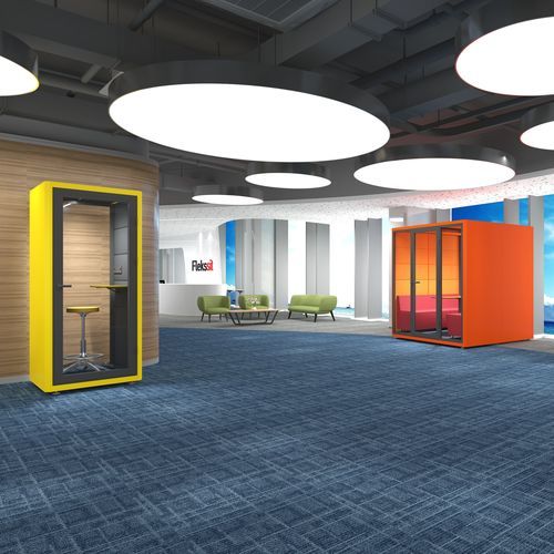 Bureau POD avec éclairage intégré - FDW 10 0960 - Flekssit Office Furniture - acoustique / pour 1 personne / avec prise de courant intégrée