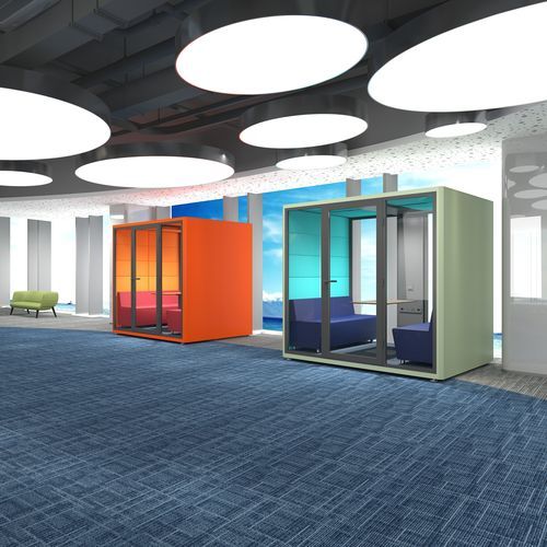 Bureau POD avec éclairage intégré - FDW 20 2160 - Flekssit Office Furniture - acoustique / avec porte vitrée / avec prise de courant intégrée