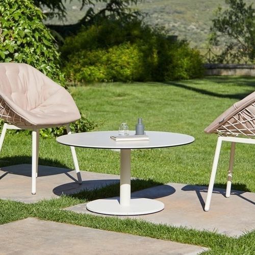 Table basse contemporaine - LEMON - Musola - en verre / en céramique / avec piètement en acier inoxydable
