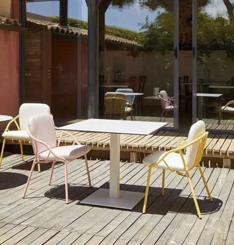 Table contemporaine - ICE - Musola - en verre / en céramique / avec piètement en acier inoxydable