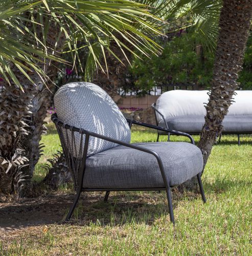 Fauteuil contemporain - BAGA - Musola - en tissu / en acier inoxydable laqué / fait main