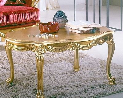 Table basse classique - Casanova - DI MARCO INTERIOR SOFA - en bois doré à la feuille d'or / avec piètement en bois doré à la feuille d'or / ovale