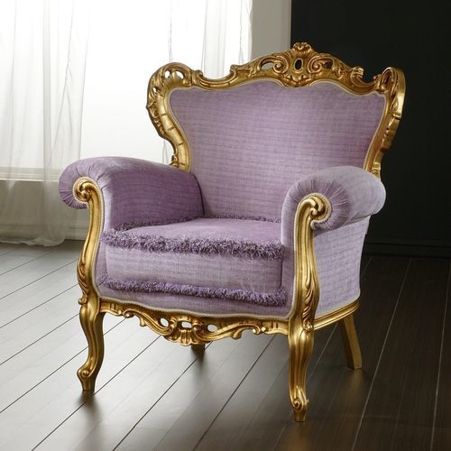 Fauteuil de style baroque - DI MARCO INTERIOR SOFA - en tissu / en bois massif / en bois doré à la feuille d'or