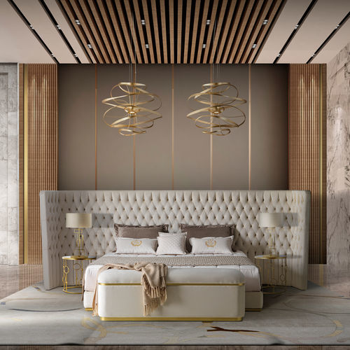 Lit double - LUDOVICA - DI MARCO INTERIOR SOFA - classique / tapissé / avec tête de lit tapissée