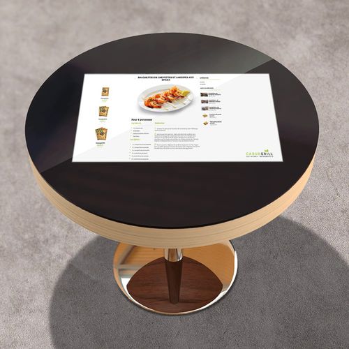 Table bistrot contemporaine - DIGITAL BISTROT - Atlantic Tech - en bois / en verre trempé / avec piètement en acier