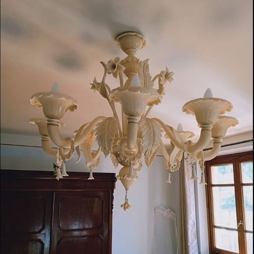 Lustre classique - ALGIEBA AMBRA - BOTTEGA VENEZIANA - en verre soufflé / en verre de Murano / 6 ampoules