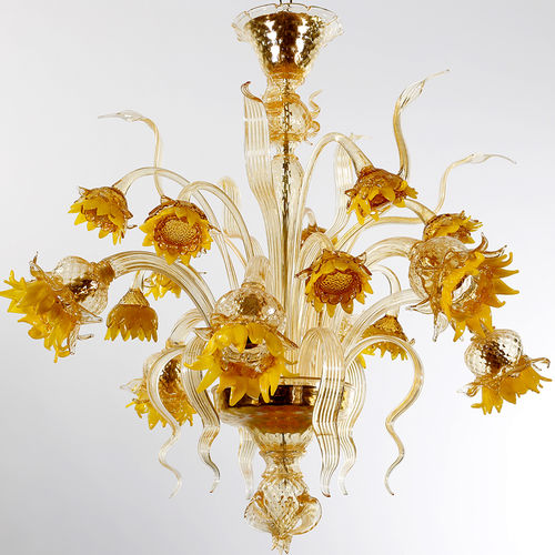 Lustre classique - GIRASOLI - BOTTEGA VENEZIANA - en verre soufflé / en verre de Murano / 6 ampoules