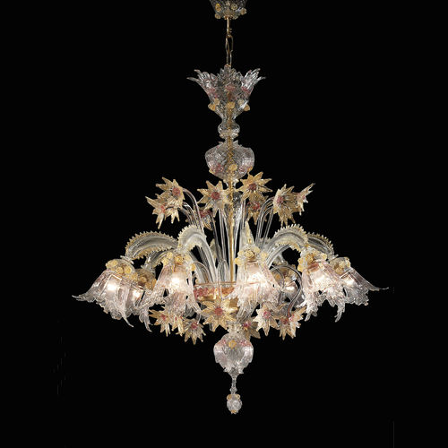 Lustre de style vénitien - VIOLETTA SECOLO - BOTTEGA VENEZIANA - en verre soufflé / en verre de Murano / en or
