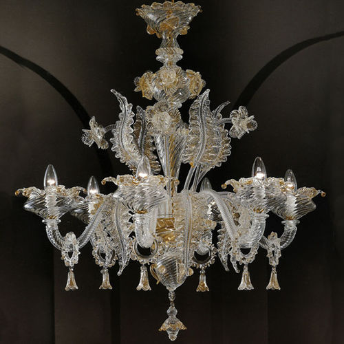 Lustre de style vénitien - GIUDITTA - BOTTEGA VENEZIANA - en verre soufflé / en verre de Murano / 6 ampoules