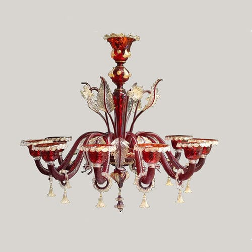 Lustre classique - ALGIEBA-ROSSO - BOTTEGA VENEZIANA - en verre soufflé / en verre de Murano / 12 ampoules