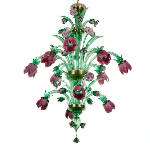 Lustre design original - Primavera-12 - BOTTEGA VENEZIANA - en verre soufflé / 12 ampoules / professionnel